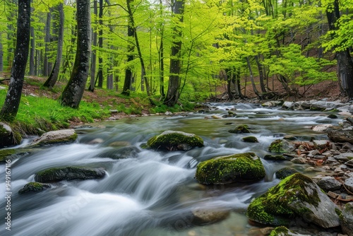 Tranquil River Flowing Through Lush Forest