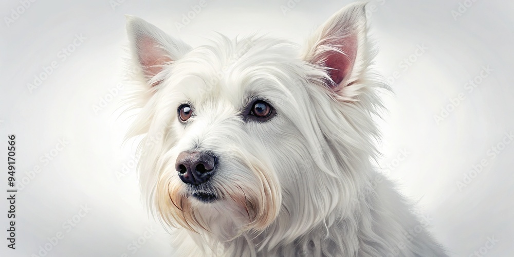 Whimsical White Canvas Canine Close-Up On-White Background Mood Whimsical Style Realistic Color White Concept Minimalist Illustration Technique High-Contrast Whimsical White Canvas Canine Close-Up On-White Background Mood Whimsical Style Realistic Color White Concept Minimalist Illustration Technique High-Contrast