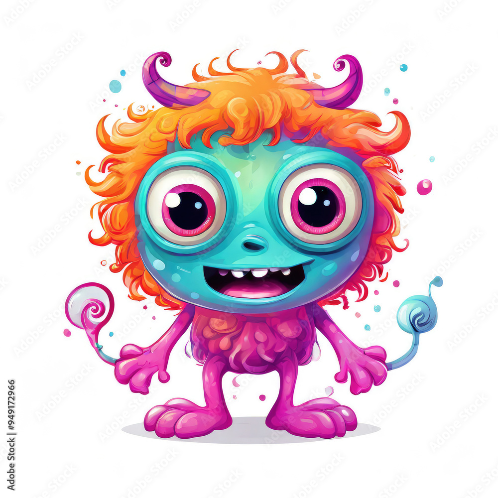 Fototapeta premium Cute monster. Funny fantastic creature with big eyes.