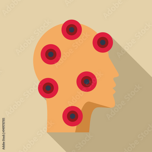 Abstract human head silhouette experiencing multiple pain points, symbolizing physical or emotional distress