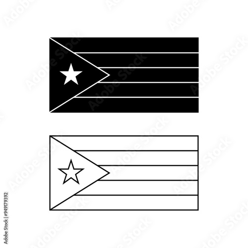 outline silhouette Flag of Cuba icon set