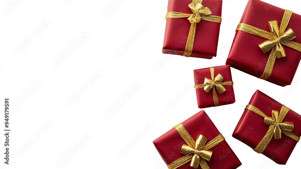 Gift Christmas red boxes isolated on white background Gift Christmas red boxes isolated on white background