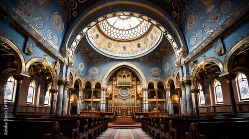 Religious Intricacy: Stunning Architecture & Ornate Paintings inside the Gwoździec Synagogue photo