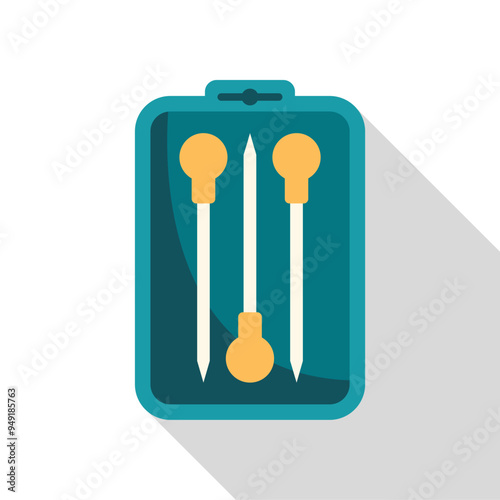 Three awls with wooden handles in a turquoise box, a useful tool when working with leather