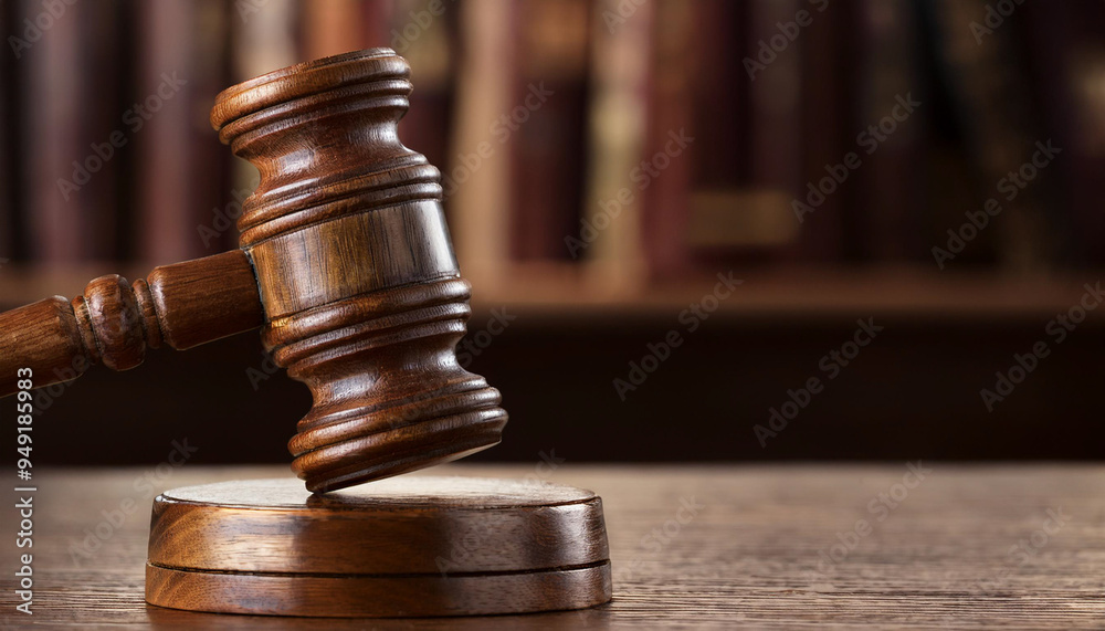Gavel, scales of justice and law books
, space for text