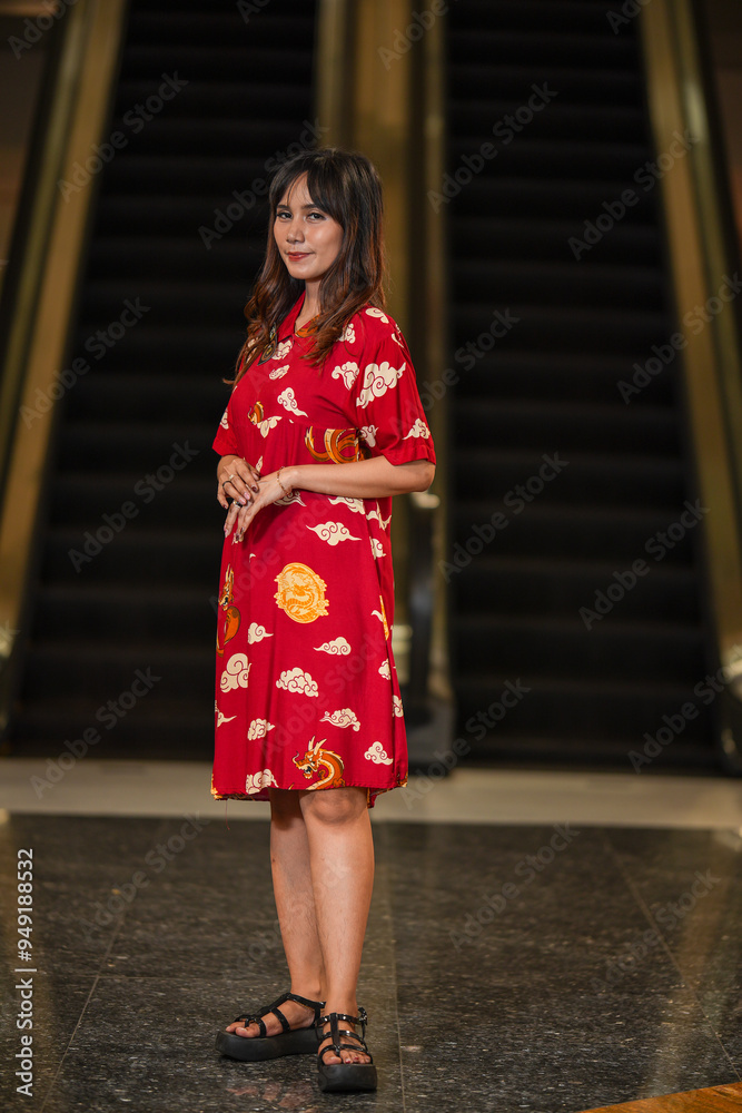 portrait of a woman in the city with beautiful dress