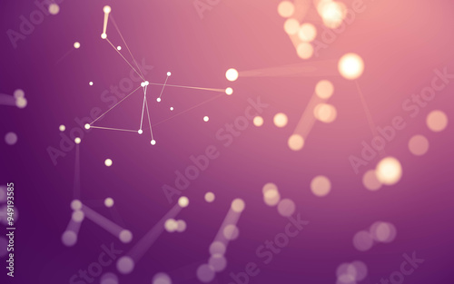 Abstract background. Molecules technology with polygonal shapes, connecting dots and lines. Connection structure. Big data visualization.