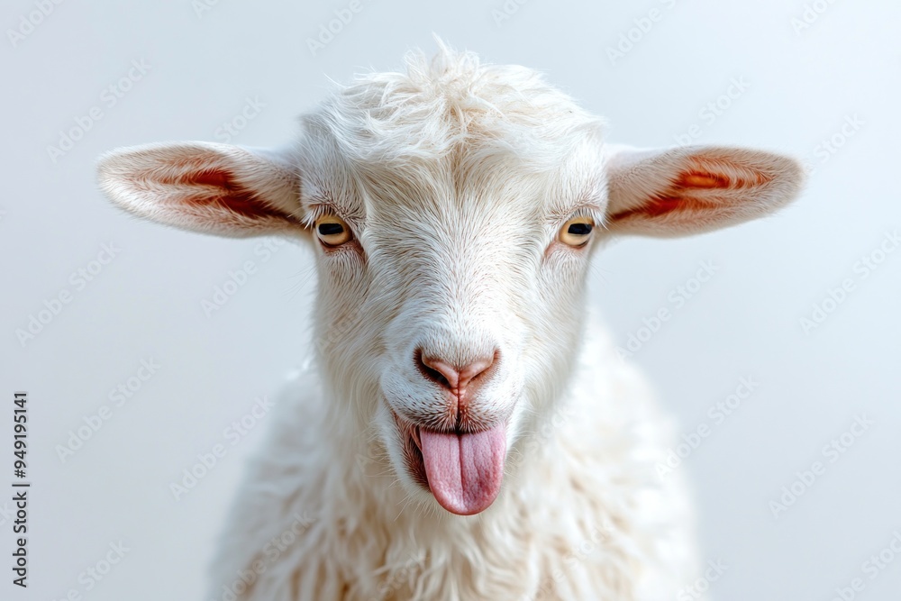 Obraz premium Playful Lamb with Tongue Out