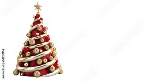 Christmas tree decorative beautiful tree with presents isolated on white background