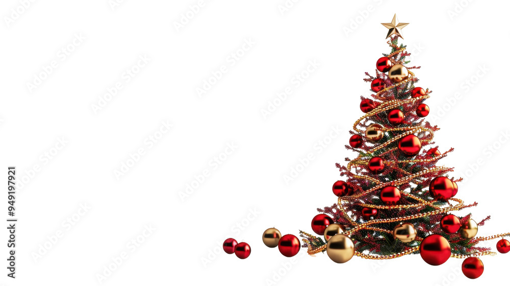 Christmas tree decorative beautiful tree with presents isolated on white background Christmas tree decorative beautiful tree with presents isolated on white background