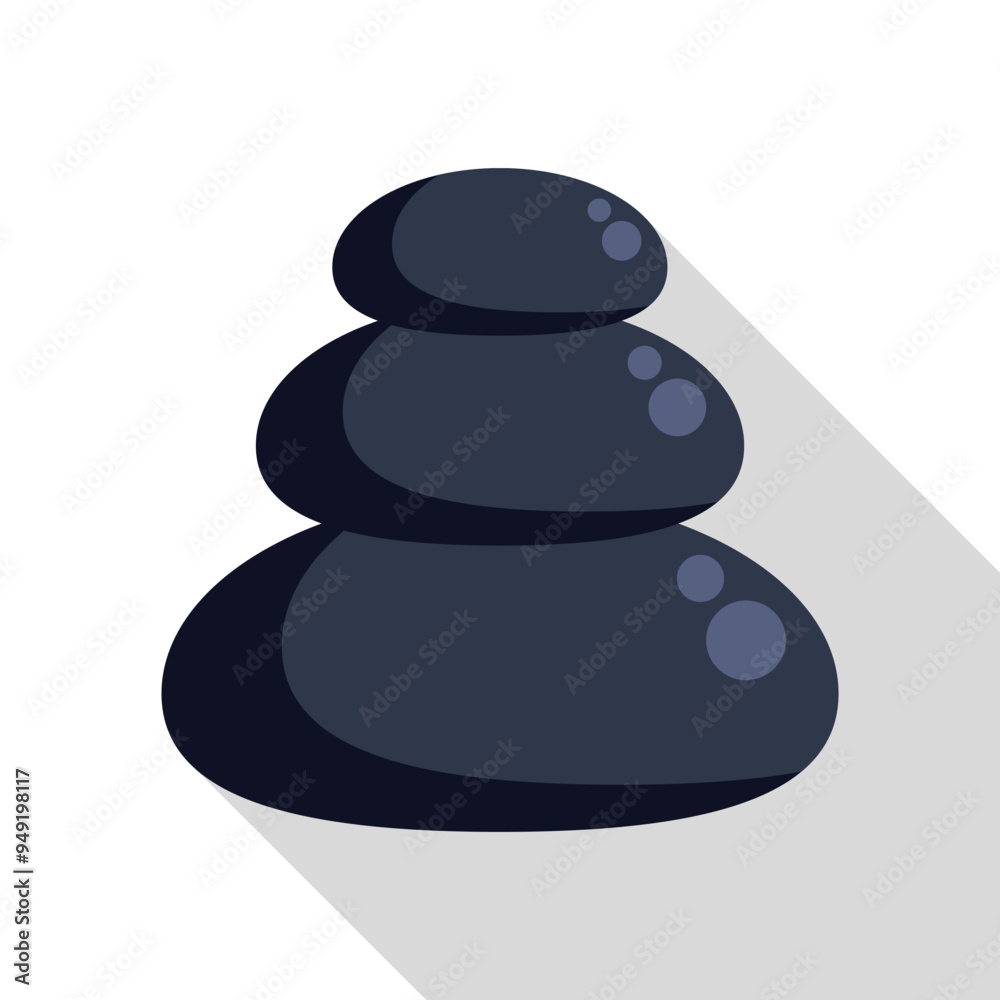 Three black massage stones are balancing on top of each other, creating a relaxing spa atmosphere Three black massage stones are balancing on top of each other, creating a relaxing spa atmosphere