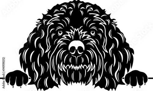 Peeking Black Russian Terrier