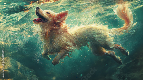 cat, dog, mermaid, feline, canine, mythical, pet, animal, creature, sea, ocean, fish, tail, paws, whiskers, fur, loyal, playful, aquatic, fantasy, legend, myth, underwater, scales, fins, bark, meow, s photo