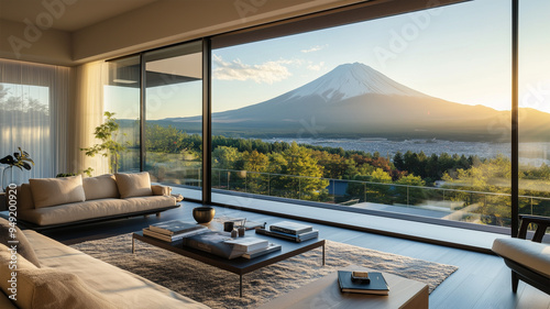 夏の富士山を望むリビング photo