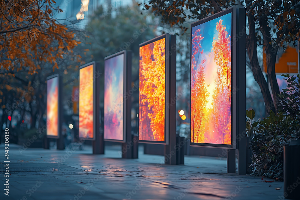 Obraz premium Illuminated Art Installation in Urban Landscape