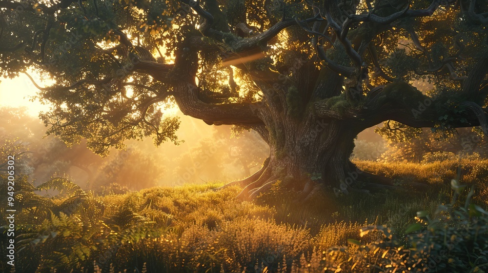 Ancient Tree bathed in Golden Sunlight Ancient Tree bathed in Golden Sunlight