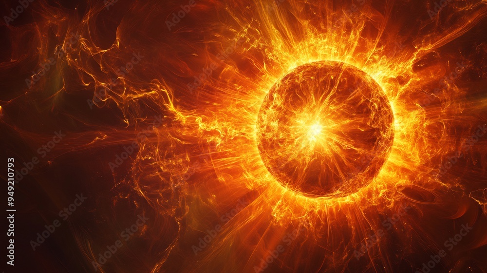 Abstract representation of a sun with just a circle and a few rays extending outward Abstract representation of a sun with just a circle and a few rays extending outward