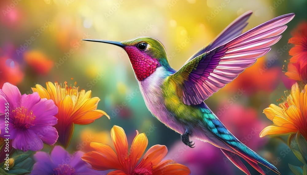 Fototapeta premium hummingbird and flower
