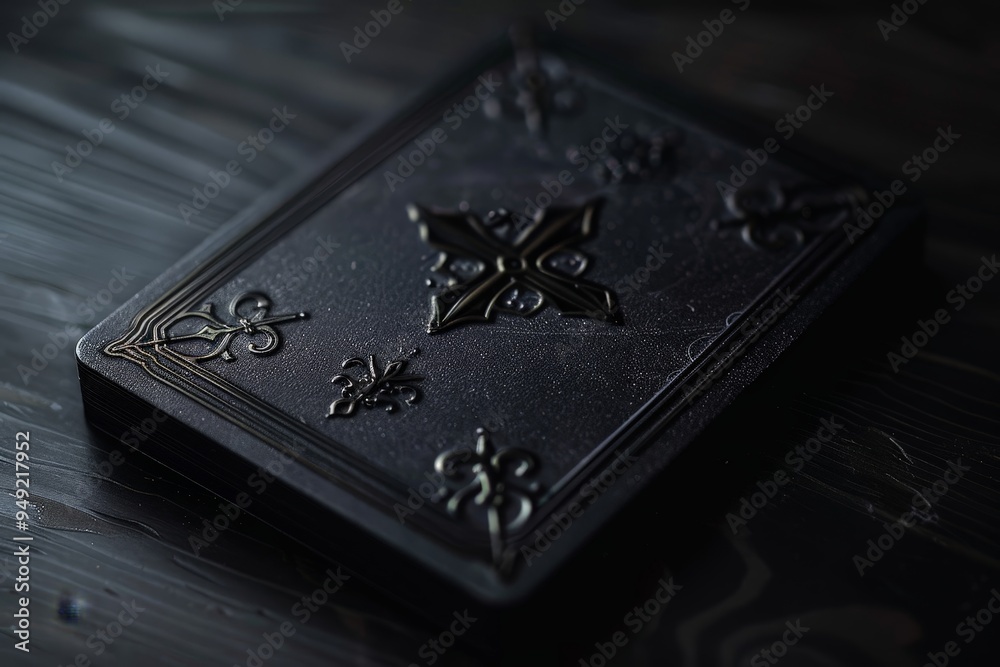 A matte and minimal design graces the back of a card from a fantasy occult game themed around Dante's Inferno. A matte and minimal design graces the back of a card from a fantasy occult game themed around Dante's Inferno.