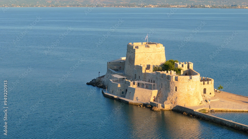 greece peloponnese region old capital nafplio aerial view with sunrise and sunset lights greece peloponnese region old capital nafplio aerial view with sunrise and sunset lights