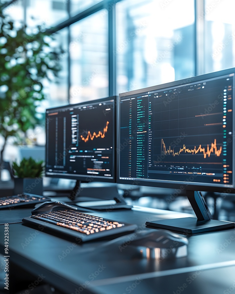 Modern Fintech Startup Office with AI-Driven Financial Planning and Digital Asset Management, Innovative and Dynamic Environment, Photo Realistic