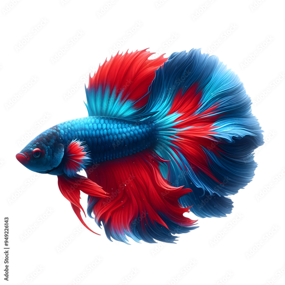 Fototapeta premium a blue and red Color Betta fish swimming on transparent background 1