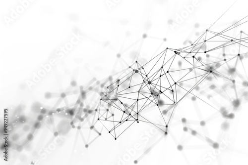 A grayscale illustration of interconnected dots forming a complex pattern