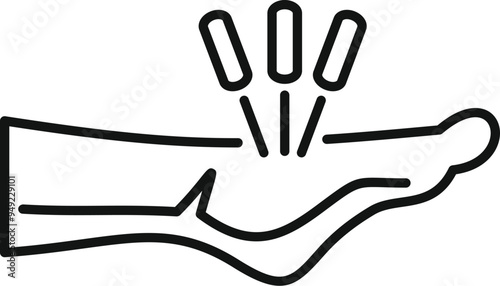 This icon represents hand acupuncture, a traditional chinese medicine technique, used to alleviate pain and restore energy balance
