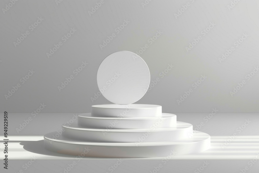 Obraz premium A simple white pedestal with a round mirror on top