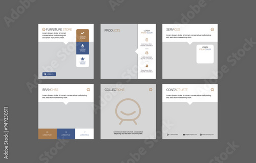 instagram interior furniture social media template architecture store slider poster banner design flat shopping post design sale promotion ads advertising product fashion beauty salon presentation