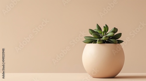 Wallpaper Mural A succulent plant in a peach-colored pot on a peach background. Torontodigital.ca