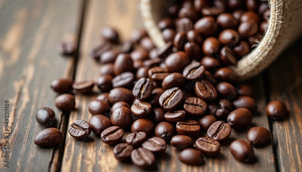 Fototapeta premium Coffee Beans Spilling from Sack