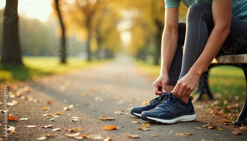Runner Tying Shoes in Park