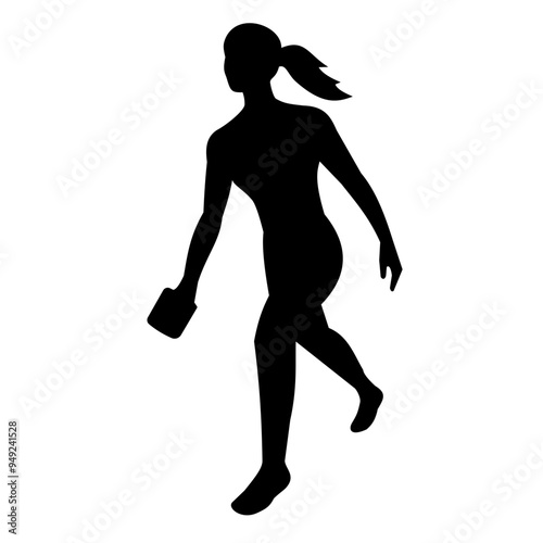 Stencil illustration of silhouette of a female cornhole player throwing a bean bag, a lawn game aka sack toss, or bags viewed from front on isolated background done in black and white retro style.
