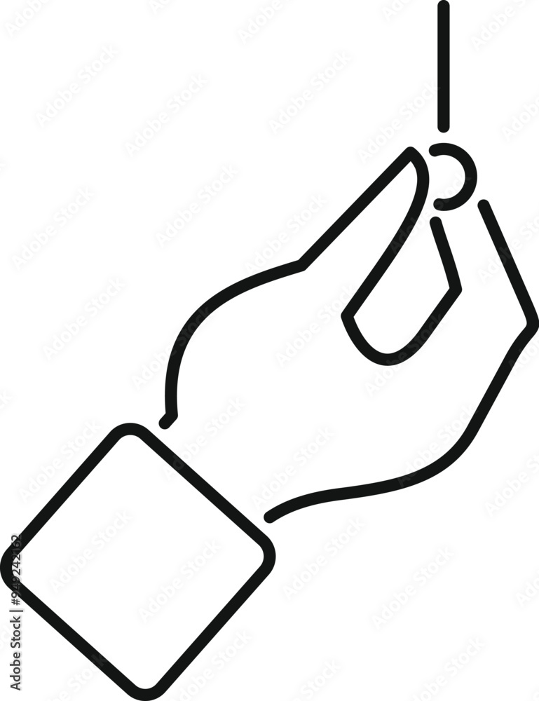 Outline tailor holding needle with thread line icon for web design isolated on white background Outline tailor holding needle with thread line icon for web design isolated on white background