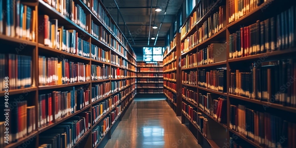 Modern Library Interior, Filled with Books and Knowledge, Offering a Quiet Space for Study and Research Modern Library Interior, Filled with Books and Knowledge, Offering a Quiet Space for Study and Research