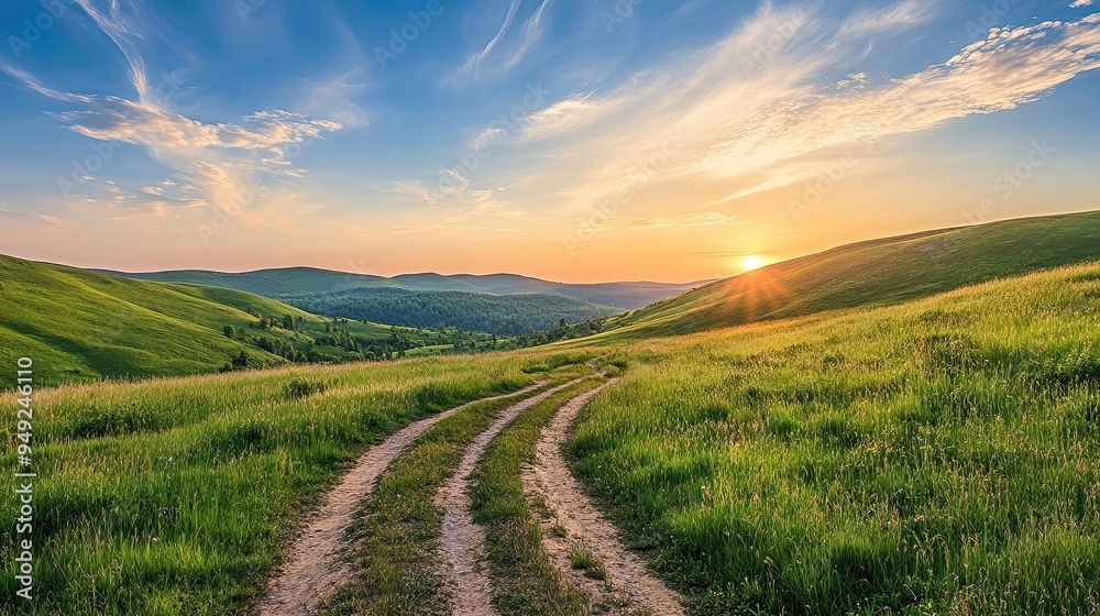 Obraz premium Sunset over Rolling Hills