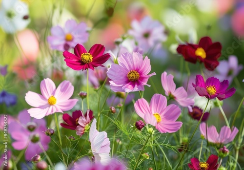 Cosmos Flowers in a Garden