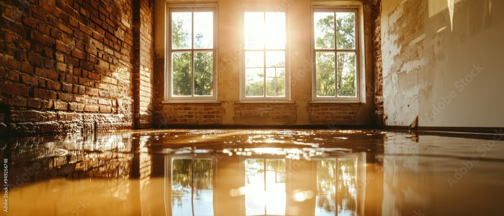 Flooded Room with Sunlit Windows Flooded Room with Sunlit Windows