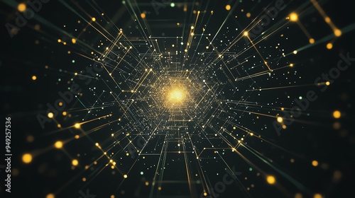 Wallpaper Mural Abstract light explosion and network points, dot, earth's surface, digital background Innovation network points Earth's surface wave background digital wave information technology background  Torontodigital.ca