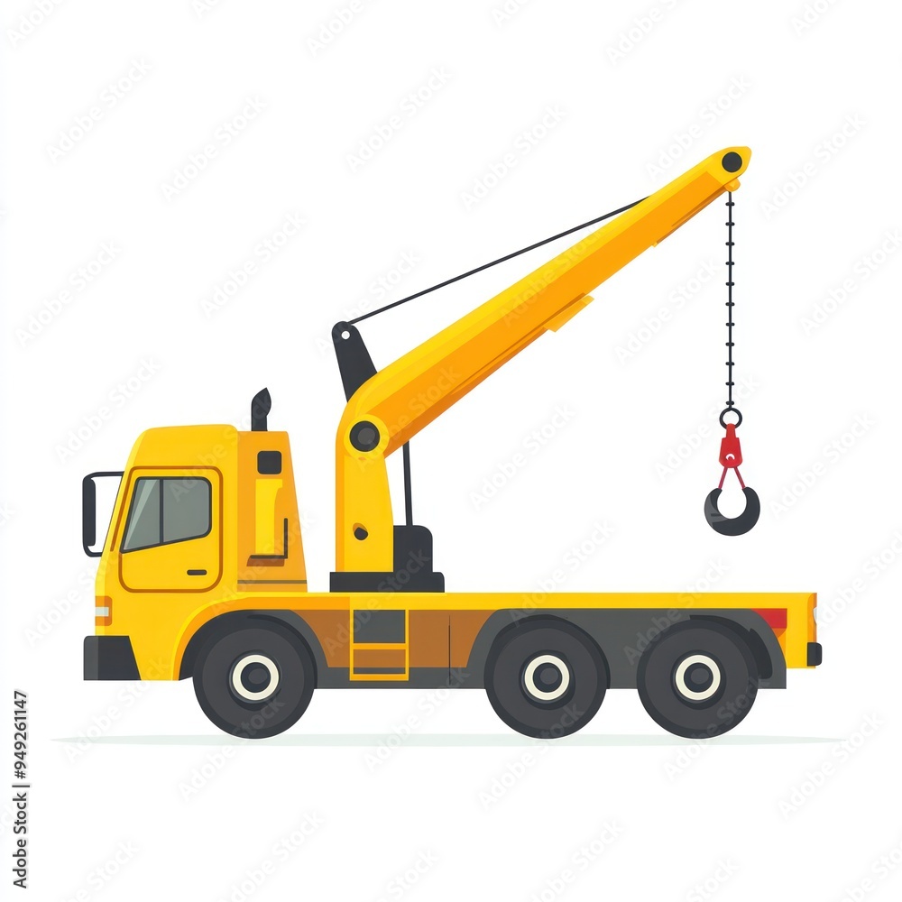 Naklejka premium Yellow Construction Crane Truck Illustration