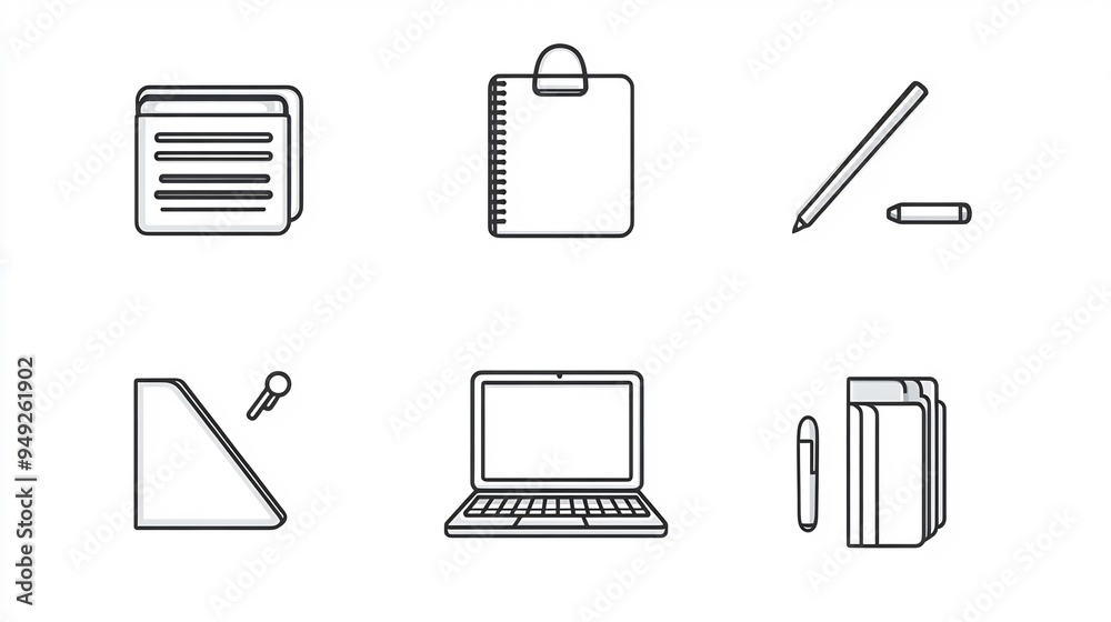 Minimalist Office Icons Icons representing typical office supplies