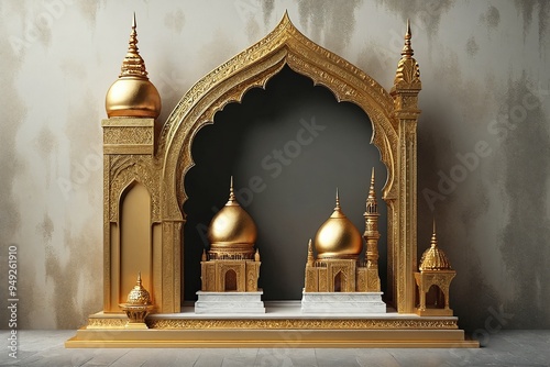 Golden Archway with Islamic Architecture