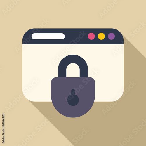 Padlock is appearing locked in front of a generic web browser window, symbolizing cybersecurity