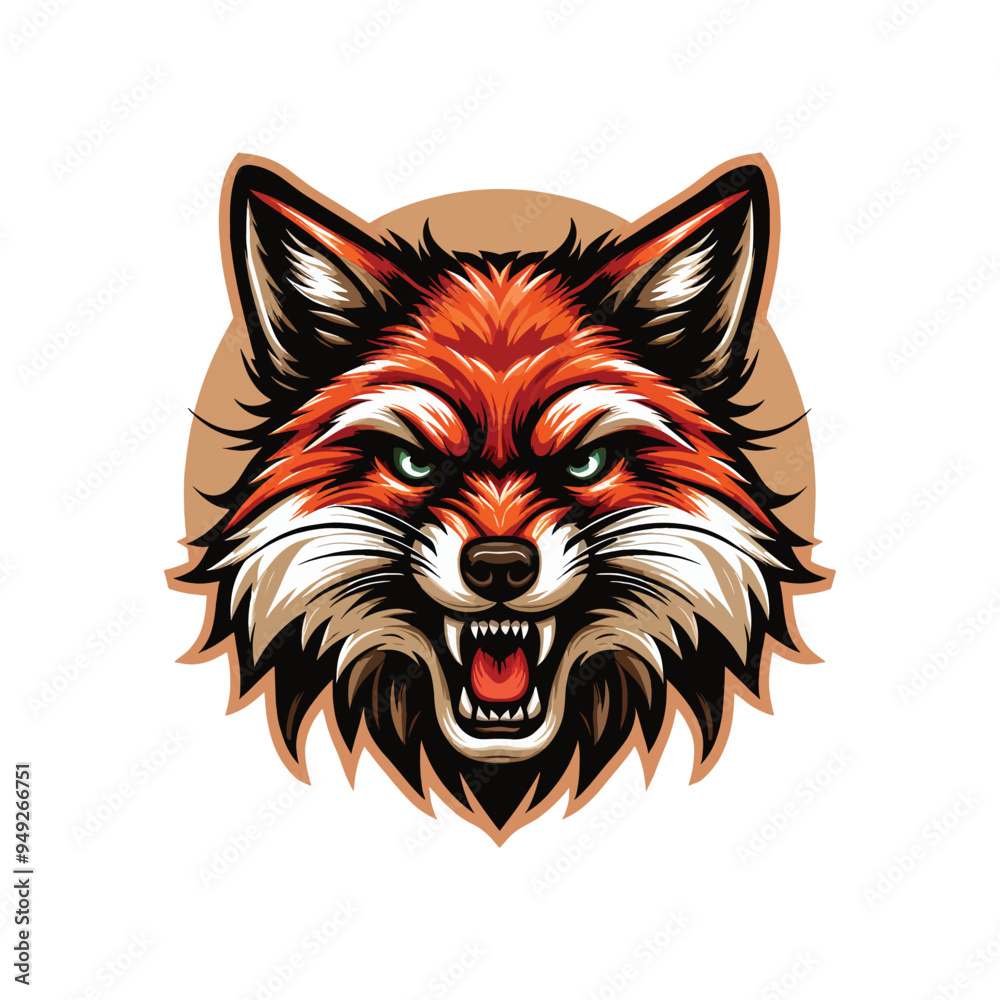 Angry wild fox head front site mascot vector design with white background Angry wild fox head front site mascot vector design with white background