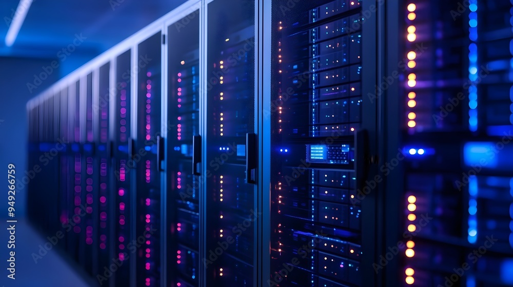 Data Center Servers, Technology, Network, Blue Light, Digital