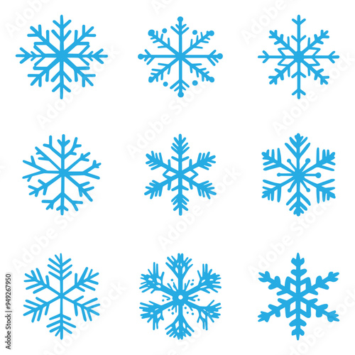 Christmas snowflakes collection isolated vector on white background