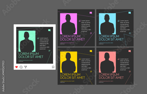 instagram webinar conference social media post template slider carousel banner poster web summit seminar online business flat blue green color background minimal design square size poster templates