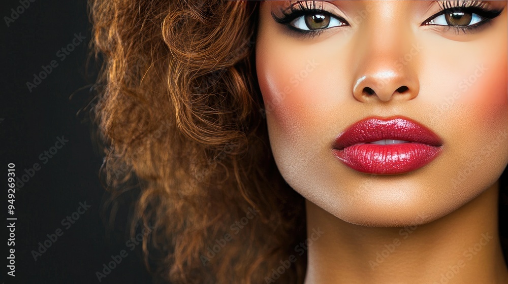 Woman’s face showing concern, eyes narrowing, lips pressed, dim background Woman’s face showing concern, eyes narrowing, lips pressed, dim background