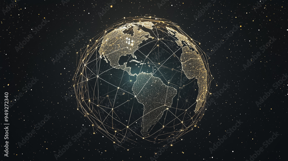 Naklejka premium background Innovation network points Earth's surface wave background Abstract digital wave background information technology background The background is the background. gradient wave digital wave ban
